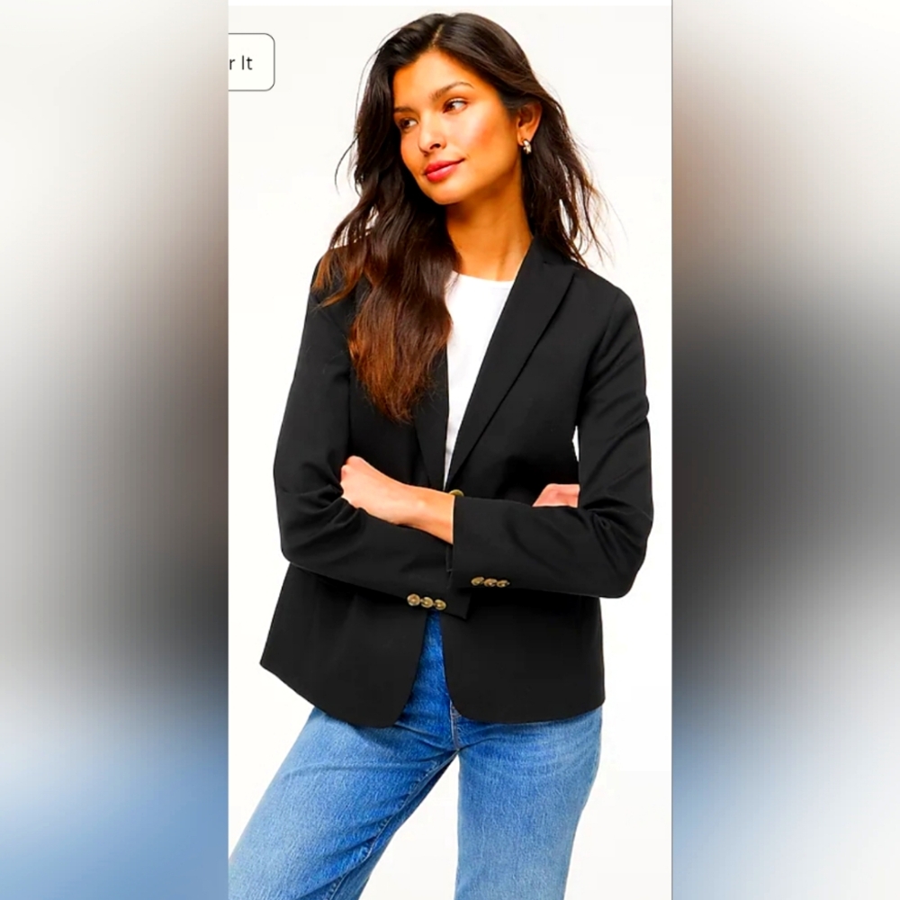 J Crew! Cotton blend, two button, Black blazer, very soft